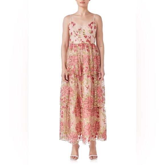 Endless Rose Dresses & Skirts - Endless Rose - Floral Embroidered Tiered Maxi Dress